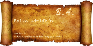 Balko Adrián névjegykártya